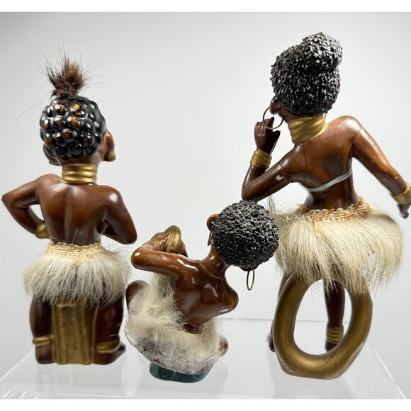 Vintage Ucagco African Native Figurines Japan Playing instruments Hula Dancer - Picture 3 of 10